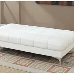 LEGACY OF COMFORT Meraz Faux Leather Upholstered Ottoman Bench for Living Room Chest for Sofa Couch Bedroom Entryway (White Leather)-image-0