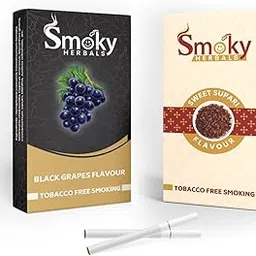 Smoky Herbals Pack of 2 Flavours 100% Tobacco & Nicotine Free Cigarette (SWEET SUPARI - BLACK GRAPES) - 10Sticks x 2-picture-23