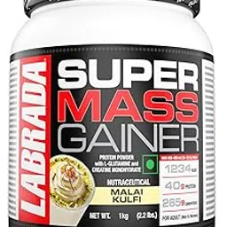 Labrada Super Mass Gainer 1kg | High-Calorie Protein Powder for Muscle Growth & Recovery |1246 Calories | 40g Protein | 265g Carbs | Malai Kulfi Flavor | 3g Creatine | 500mg Glutamine, 1000gm-image-5