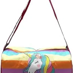 savri Personalized Kid's Travel Duffle Bag with Name Printed - Duffle Bag for Kids, Sports Bag for Boys & Girls. Return Gifts Birthday Party. Travelling Bag, Carry Bag, Picnic (Unicorn) image 1
