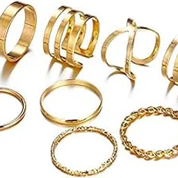 vembley Gold Plated 14 Piece Ring Set For Women and Girls.-picture-14