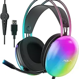 AULA S505 USB Wired Gaming Headphones with Mic for PC | RGB Rainbow Backlit Gaming Headphone, Virtual 7.1 Surround Sound, 50mm Driver, Soft Memory Earmuffs | Wired Laptop Desktop Headset (Black)-image-65