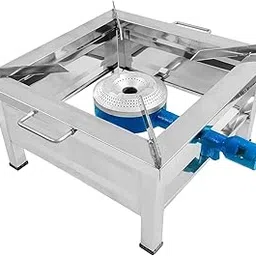 Single Burner Stainless Steel Square Chulha Canteen Bhatti | Commercial Canteen Gas Chulha/Stove Bhatti | - Silver, Manual With All Accessories (10 * 10 inch)-picture-49