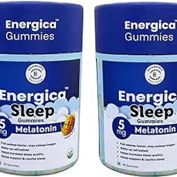 Energica wellness Sleep Gummies with 5mg Melatonin – Mango Flavour | 30 Gummies*2 for Deep Sleep, Natural Relaxation, Stress Relief & Improved Sleep Quality | Wake Up Fresh & Energetic (Pack of 2)-image-68