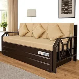 ZenSpace 6x6 King Metal Sofa Cum Bed with Hydraulic Storage | Foldable, Heavy-Duty Brown Frame with Cream Rebonded Foam Cushion | Space-Saving Furniture for Home-image-40
