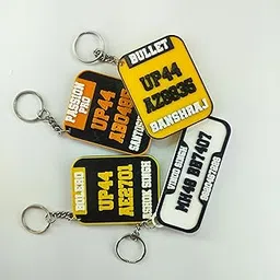 Print Cord Personalized Vehicle Number Plate Keychain, PLA Material, 7cm x 5cm, Custom Car and Bike Registration Number, Black and Yellow, Matte Finish-image-51