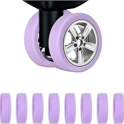 YEPZY Travel Luggage Wheel Cover,Luggage Wheels Protection Covers,Silicone Suitcase Wheel Covers,Wheel Protector, Shock-Proof, Anti Scratch, for Protect Suitcase Wheels, Reduce Noise (PURPLE, 8)-image-0