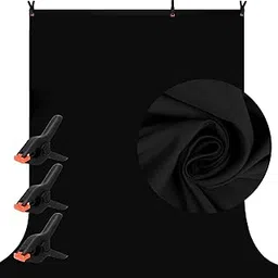 HIFFIN 8 x 12 FT Black LEKERA Backdrop Photo Light Studio Photography Background with 3 pcs Backdrop Support Spring Clamp 4.3"/11cm-image-46