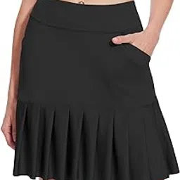 m moteepi 19" Golf Skirts for Women Knee Length Ruffle Hem Skirt Tennis Skirt Athletic Skort for Workout Running-picture-43