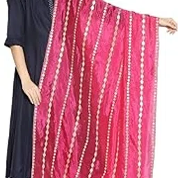 dupatta bazaar Women's Rani Pink Silk Dupatta with Gotta Patti Work-picture-57