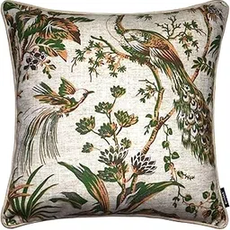 KLIYARA Designer Peacock Print Cushion Cover – Decorative Throw Pillow Case for Sofa & Living Room – 16x16 Inch Cotton Polyester Cushion Covers with YKK Zipper (Single, Multicolor)-picture-19