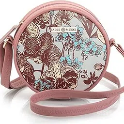 sacci mucci Women's Classic Round Sling Bag-Orchid Pattern Design-picture-46