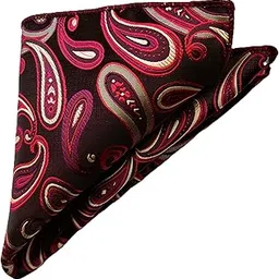 voici France Men's Pocket Square checked paisley design Gold Beige color free size Microfiber fabric (Purple)-picture-48