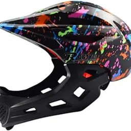 MERISHOPP Bike Helmet for Kids Stylish Full Face Cushioning Lightweight with Taillight Black| Sports Equipment | Outdoor Sports Gear | Exercise Gear-image-70