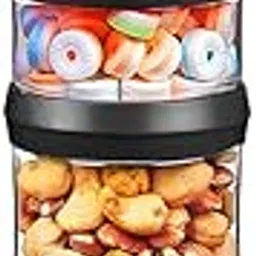 SELEWARE Portable Stackable Food Storage Containers for Snacks Formula Powder and Drinks Twist Lock System Airtight Leak-proof BPA and Phthalate Free 4 Piece Jars 31oz, Black-image-96