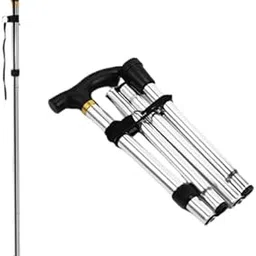 Manikaran Care Walking Cane, Folding Cane for Man & Women, Portable Lightweight | 5-Level Adjustable Height, Collapsible Cane for Seniors Balancing Mobility Aid (Multicolour)-picture-24