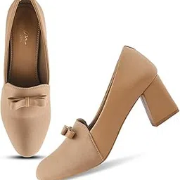 jm looks Women's Block Heel Loafers with Bow Detail | Sleek and Stylish Design for a Comfortable Fit-picture-19