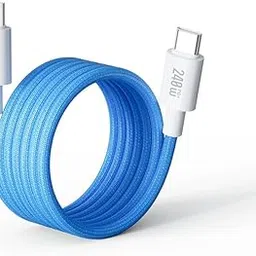 Mizi 240W Magnetic USB C Cable [1M Auto-Coiled], Fast Charging Type-C Charger Cord for iPhone 16/15/14 Pro Max, MacBook, iPad, Samsung Galaxy S24/S23, Pixel & More – Blue image 1