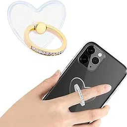 Mobile Ring Grip | Heart-Shaped Transparent Sticker | Bling Crystal Design for Stylish Phone Grip & Stand-picture-53