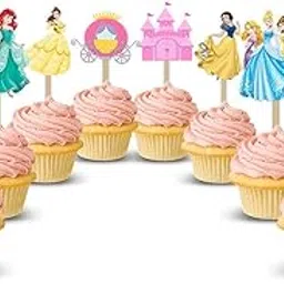 Party Propz™ Princess Cup Cake Topper set of 24 Pieces/Princess Birthday Party Supplies/Princess Birthday Party Decoration/Princess Theme Cake Decoration-image-83