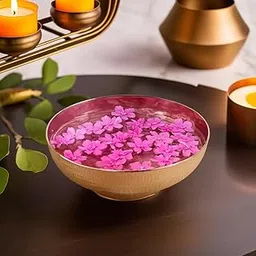 PURESTORY Urli Bowl – Traditional Decorative Handicraft for Floating Flowers & Tea Light Candles | Ideal for Diwali & Home Décor | Antique Hammered Round-picture-33