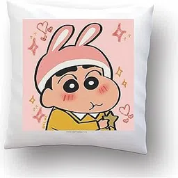 CRAFT MANIACS Shinchan Pink Bunny Ears 16 * 16 Pillow with Cover | Best Merch Shinchan Lover-image-46