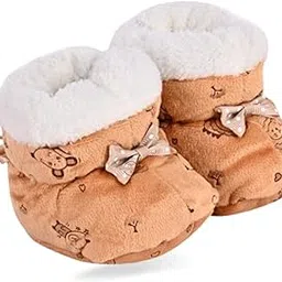 Tomorrow Baby Bootie Shoes | Soft Sole, Ankle Length, Inner Fleece, Knot Closure | Multicolor Booties for Newborns | Baby First Walking Shoes (0-3 Month)-image-4