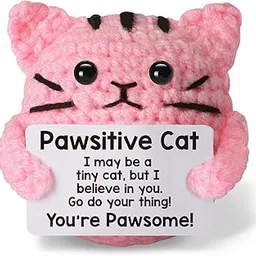 Crochet Toys, Crochet Gifts for Women, Handmade Pink Cat Figurine, Emotional Support Gift for Personal Milestones, Office Desk Decor, Stress Relief Companion-picture-27