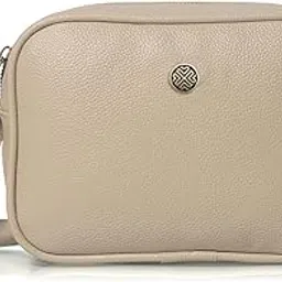 Classic Chic Boxy Crossbody Purse, Top Zip Closure, Adjustable Shoulder Strap, Interior Pocket, Textured PU Leather (Light Taupe)-image-83
