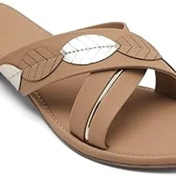 v-walk Crossy-Strap Casual Flat Sandals for Women | Padded Footbed | College, Work, Smart-Casuals, Shopping, Outdoor Sandals for Women-picture-13