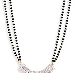 abdesigns Women's Brass Alluring American Diamond BlackBeads Long Mangalsutra With American Diamond-picture-37