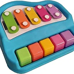 Toyshine 2 in 1 Baby Piano Xylophone Toy for Toddlers 1-3 Years Old, 5 Multicolored Key (Without Sticks) D-Lite-image-94