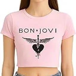 ritz era Women's Crop Top T-Shirt, Pink Cotton, Rock Band Logo Design, Short Sleeve Casual Wear-picture-30