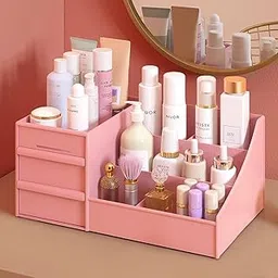 HOLLIO Makeup organizers Cosmetic Makeup Storage Holder Organizer Cosmetic Makeup Display Case (Pink)-picture-54