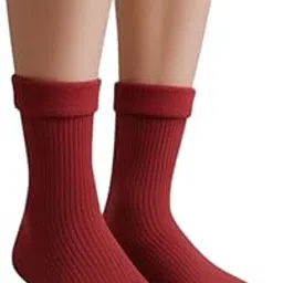 Woollen Winter Thermal Socks, Full Length Thumb Design, Super Thick Velvet Crew Socks for Extreme Cold, 2 Pairs, color may be very-image-54