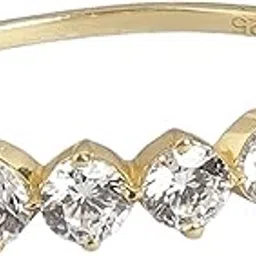 925 Sterling Silver One line CZ Gold Plated Ring | Gift for Women and Girls | With Certificate of Authenticity and 925 Hallmark|Mother's Day-image-0