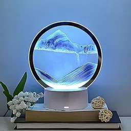 geathje Moving Sand Art Picture Table Lamp, 18 x 18 cm, 5 Colours with Light Base, Decorative Glass Frame-image-10