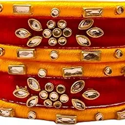 yaalz Silk Thread Kundan Embellished Bangles for Babies, Girls and Women for Festival, Traditional, Birthday, Everyday Office-casual wear-picture-11