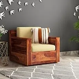 FURNESHO Sheesham Wooden Single Seater Sofa Set for Living Room Bedroom Home Office Hotel | Wooden 1 Seater Sofa Set | Single Seater Sofa Set Furniture | (Honey Finish)-image-20