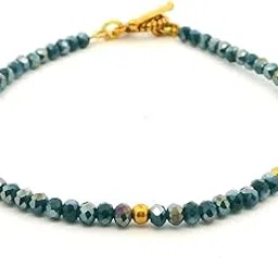 gehna jaipur Peacock Blue Color Zircon & Vermeil Spacer Beads Bracelet For Girls & Women CB-1109 (Blue)-picture-31