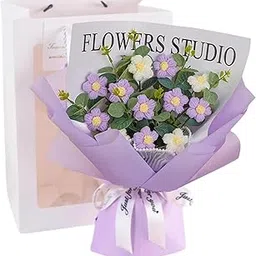 FABLOFT® Crochet Flower Bouquet Gift Desktop for Wedding Mother Day Photography Props-picture-20