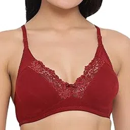clovia Women's Cotton Spandex Solid Non-Padded Full Cup Wire Free Everyday Bra - Maroon in Red-picture-30