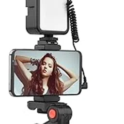 Vlogging Kit (Set of 4) for Video Making, Mic, Mini Tripod Stand, LED Light & Phone Holder Clip for Making Videos| Podcasting| Content Creation| Black-picture-13