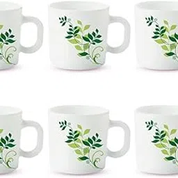 Larah by BOROSIL Fern Opalware Mug | Set of 6 Tea/Coffee Mugs, 100 ml Each | Microwave & Dishwasher Safe | Bone-Ash Free | Crockery Set Ideal for Daily Use & Gifting | White-image-22