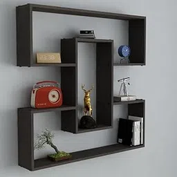 MIZZ Multipurpose Modular Wall Racks/Shelves/Organiser/Décor Particle Board Wall Shelf (Number of Shelves - 6, Brown)-picture-15