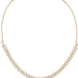 zaveri pearls Rose Gold Tone Dazzling Cubic Zirconia Contemporary Brass Necklace & Earring Set For Women-ZPFK18332-picture-36