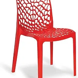 Oaknest Unboxing Furniture Supreme Web Plastic Chair| Armless Chair for Dining Room Set, Cafe and Restaurents | Weight Bearing Upto 220kg | 6 Months Warranty*| (Color: Coke Red | 1 Piece)-picture-17