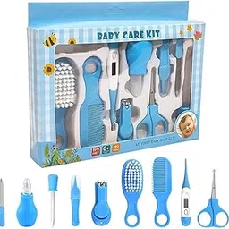 ROMYCRON Baby Care Kit for New Born 10 in 1 Baby Grooming Kit with Thermometer, Healthcare, Nail Cutter, Finger Brush, Hair Brush, Comb, Scissor Gift Set for Infants and Toddlers-picture-27