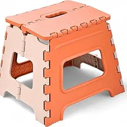 AMEEBA 12-Inch Super Strong Folding Step Stool for Adults & Kids – Foldable Sitting Stool for Home, Kitchen, Garden, Travel – Durable Plastic Feces for Home Use (Orange)-picture-10