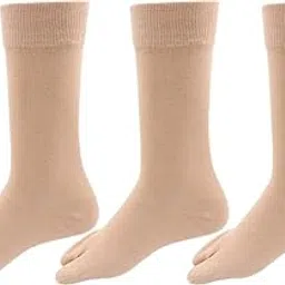 indian threads Women's Thumb Crew Length Socks - Calf Length Toe Socks Pack of 3 Pair (Beige)-picture-32